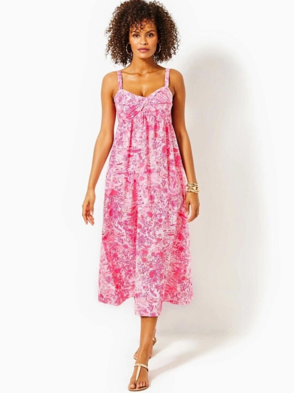 Lilly Pulitzer Pink Floral Midi Sundress